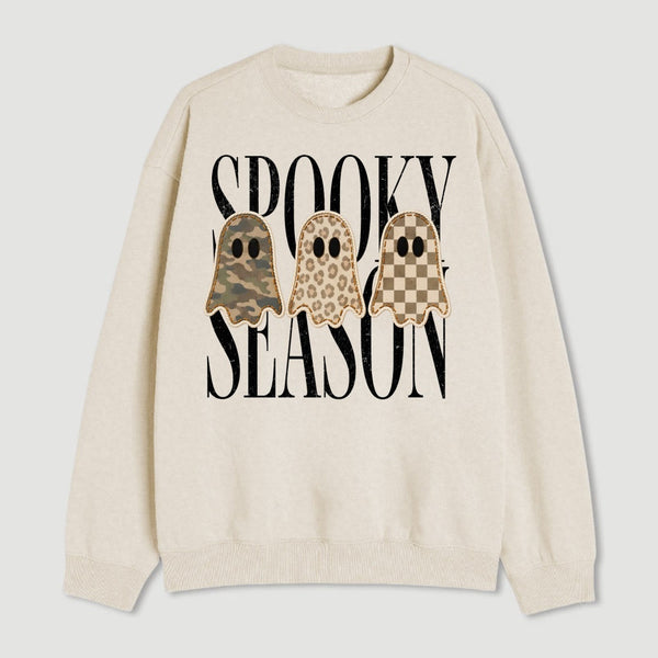 Spooky Season Ghost Camo Leopard Checkerboard Halloween Sweatshirt