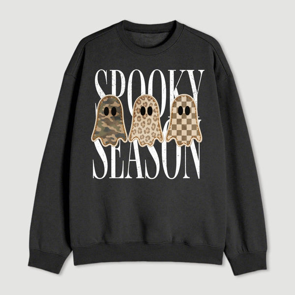 Spooky Season Ghost Camo Leopard Checkerboard Halloween Sweatshirt