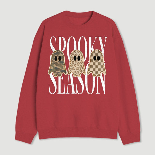 Spooky Season Ghost Camo Leopard Checkerboard Halloween Sweatshirt