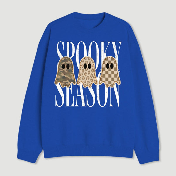 Spooky Season Ghost Camo Leopard Checkerboard Halloween Sweatshirt