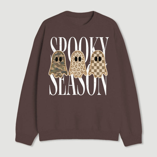 Spooky Season Ghost Camo Leopard Checkerboard Halloween Sweatshirt