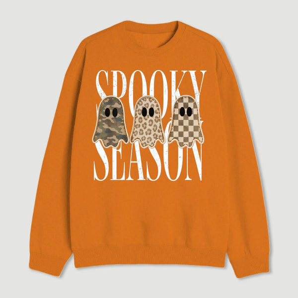 Spooky Season Ghost Camo Leopard Checkerboard Halloween Sweatshirt