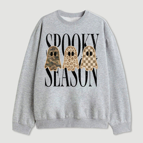 Spooky Season Ghost Camo Leopard Checkerboard Halloween Sweatshirt