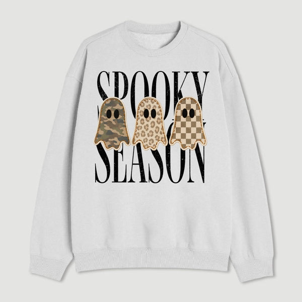 Spooky Season Ghost Camo Leopard Checkerboard Halloween Sweatshirt
