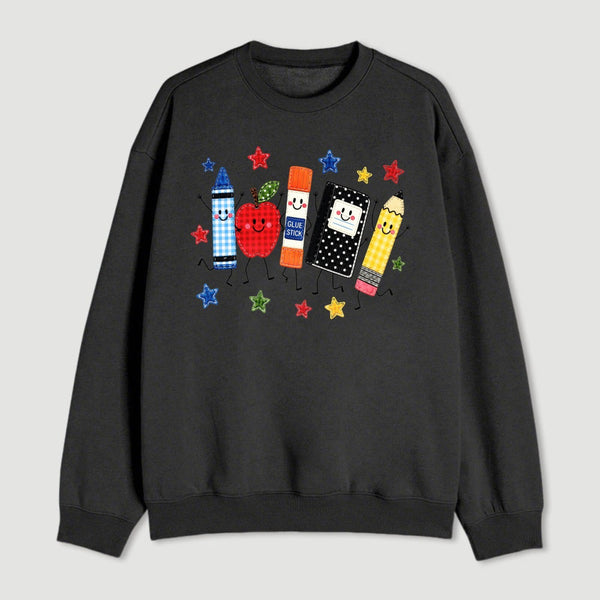 Back to School Apple Pencil Notebook Graphic Sweatshirt