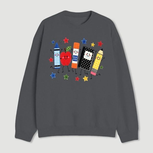 Back to School Apple Pencil Notebook Graphic Sweatshirt