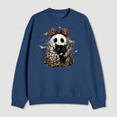 Leopard Ghost Cat Halloween Cute Spooky Black Cat Sweatshirt