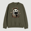Leopard Ghost Cat Halloween Cute Spooky Black Cat Sweatshirt