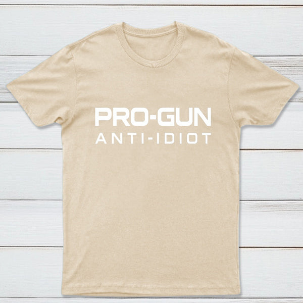 Pro Gun Anti Idiot Graphic Print Cotton T-Shirt