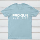 Pro Gun Anti Idiot Graphic Print Cotton T-Shirt