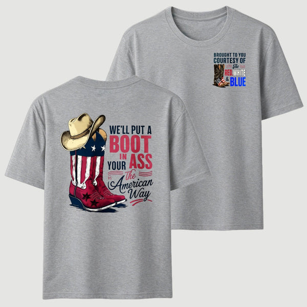 American Cowboy Boots Patriotic Graphic T-Shirt