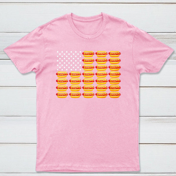 Hot Dog American Flag July 4th Patriotic Summer BBQ Funny T-Shirt