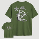 Vintage Dark Streetwear Street Style Star Flame Design T-shirt