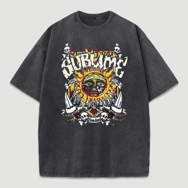 Vintage Sun Pattern Oversized T-Shirt