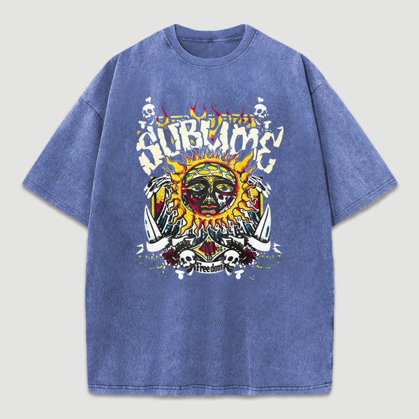 Vintage Sun Pattern Oversized T-Shirt