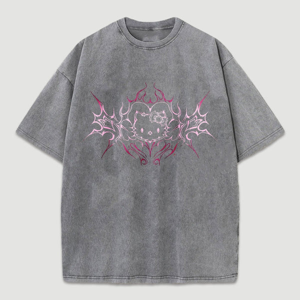 Y2K Pink Tribal Kitty Graphic Cat Vintage T-Shirt