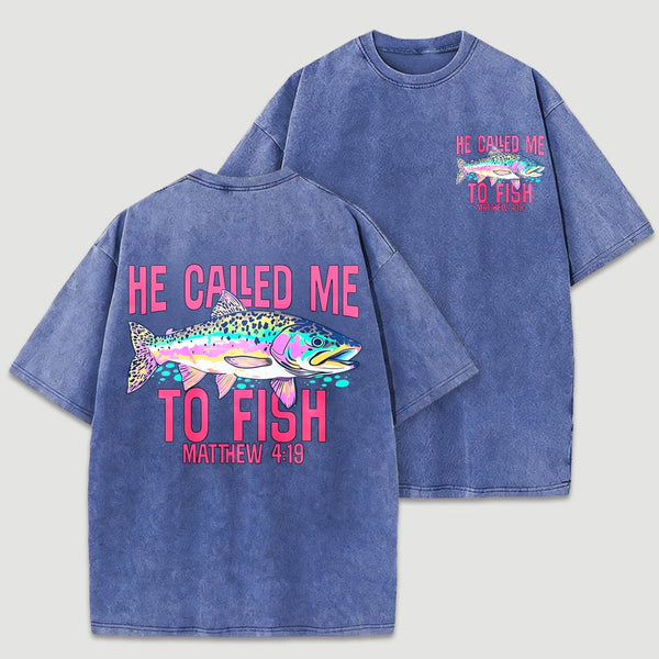 Retro Washed Fish Double Sided Printed T-Shirt