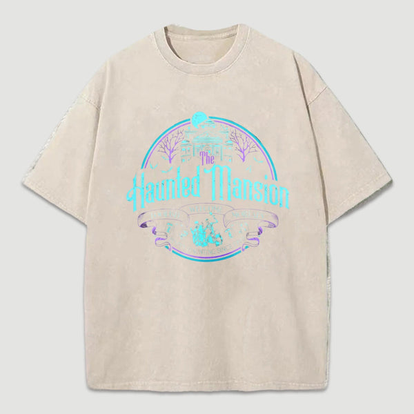 Haunted Mansion Gothic Horror House Ghosts Halloween Washed T-Shirt