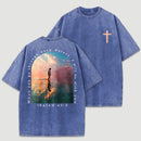 Cross and Isaiah Verse Design Double-Sided Print T-Shirt