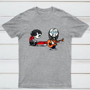 Cartoon Musicians Playing Guitar And Keyboard Graphic T-shirt