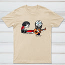 Cartoon Musicians Playing Guitar And Keyboard Graphic T-shirt