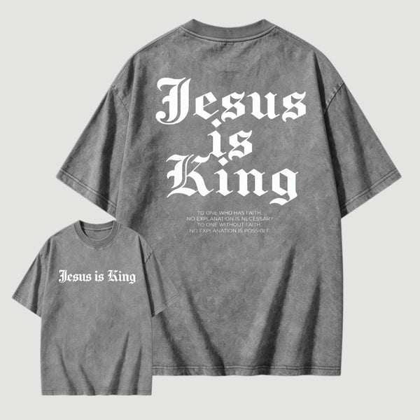 Jesus Is King Retro Washed Cotton T-Shirt