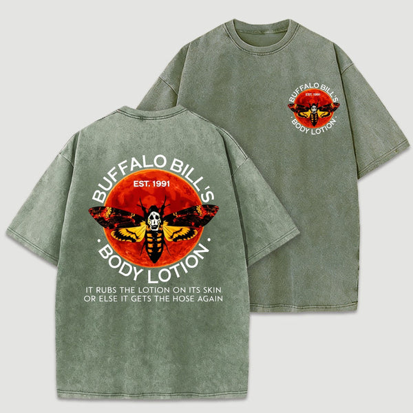Horror Movie Print Unisex Halloween Retro Washed T-Shirt