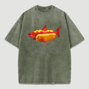 Shark Hotdog Funny Food Meme Washed T-Shirt