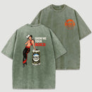 Pin Up Cowgirl Drinking Streetwear Washed T-Shirt