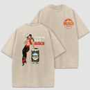 Pin Up Cowgirl Drinking Streetwear Washed T-Shirt