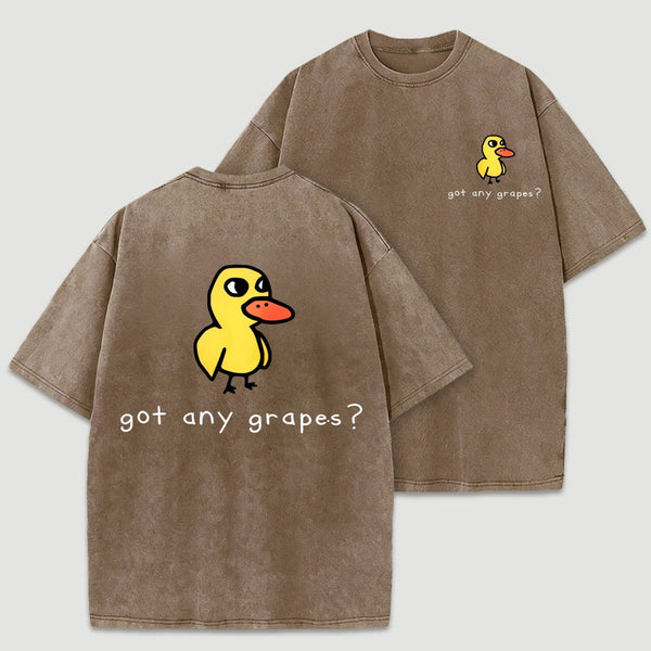 Retro Vintage Eat Grapes Duck Washed T-Shirt