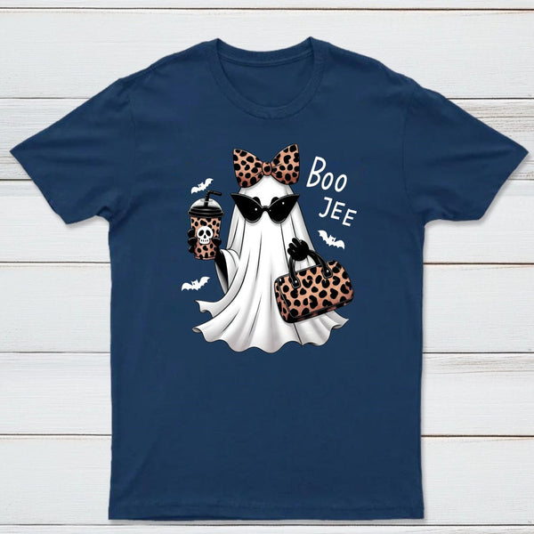 Boo-Jee Leopard Ghost Funny Fall Halloween T-Shirt
