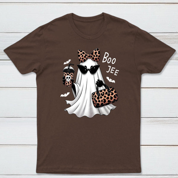 Boo-Jee Leopard Ghost Funny Fall Halloween T-Shirt