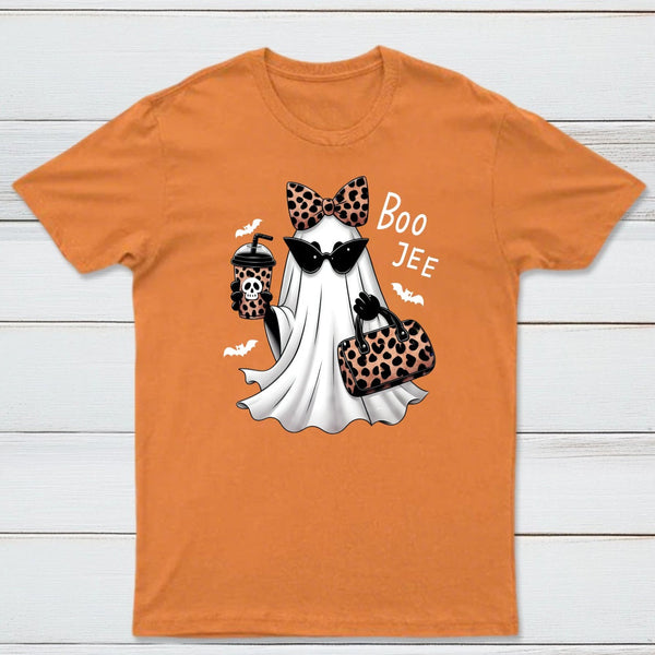 Boo-Jee Leopard Ghost Funny Fall Halloween T-Shirt