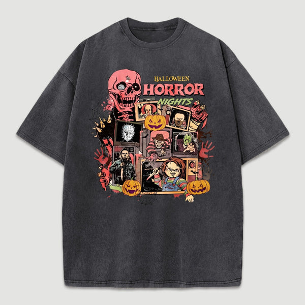 Vintage Halloween Movies Washed T-Shirt