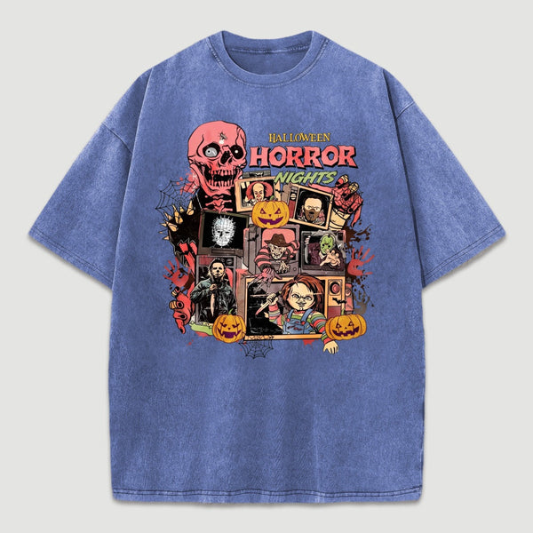 Vintage Halloween Movies Washed T-Shirt