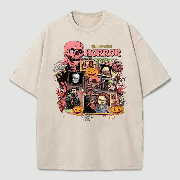 Vintage Halloween Movies Washed T-Shirt