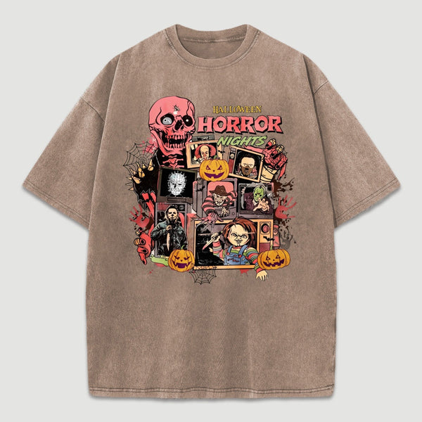 Vintage Halloween Movies Washed T-Shirt