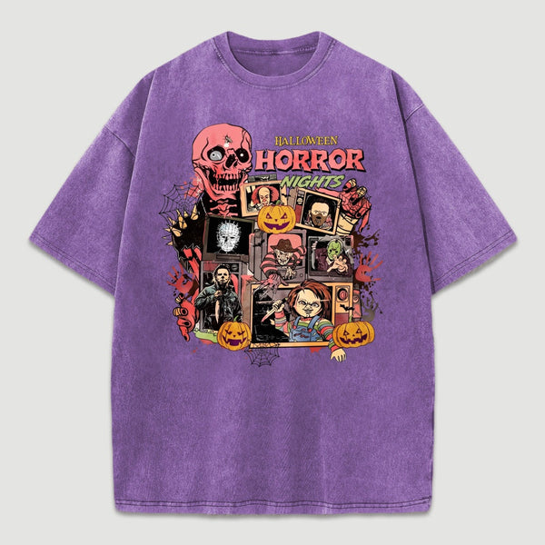 Vintage Halloween Movies Washed T-Shirt