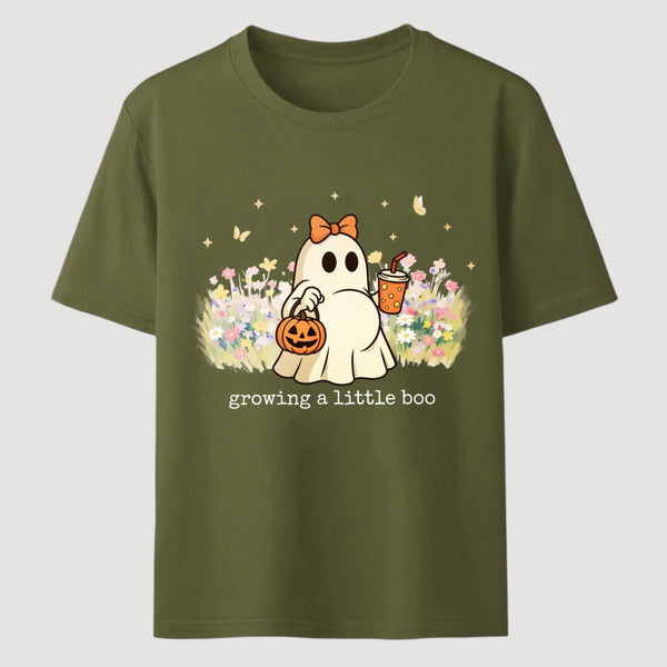 Halloween Growing A Little Boo Funny Pregnancy Spooky T-Shirt