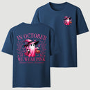 In October We Wear Pink Ghost Halloween Breast Cancer Awareness T-Shirt
