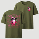 In October We Wear Pink Ghost Halloween Breast Cancer Awareness T-Shirt