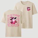 In October We Wear Pink Ghost Halloween Breast Cancer Awareness T-Shirt