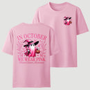 In October We Wear Pink Ghost Halloween Breast Cancer Awareness T-Shirt