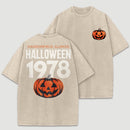 Halloween 1978 Haddonfield Vintage Michael Myers Pumpkin Horror Movie Washed T-Shirt
