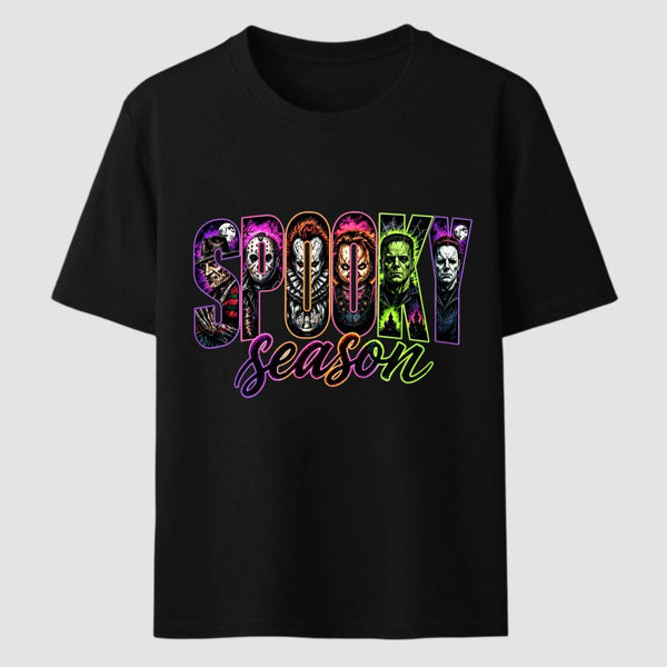 Neon Horror Halloween Retro Scary Movie Graphic T-Shirt