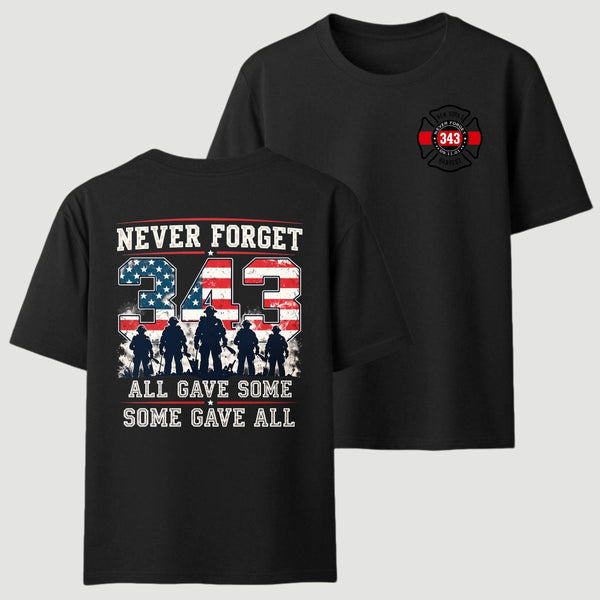 Never Forget 343 Firefighter 25th Anniversary Gift For Heroes T-Shirt
