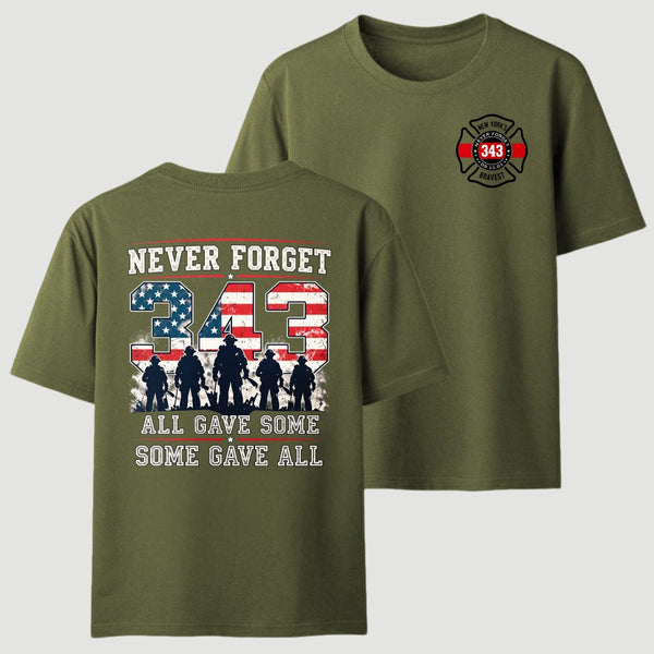 Never Forget 343 Firefighter 25th Anniversary Gift For Heroes T-Shirt