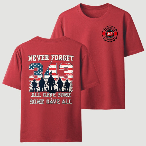 Never Forget 343 Firefighter 25th Anniversary Gift For Heroes T-Shirt