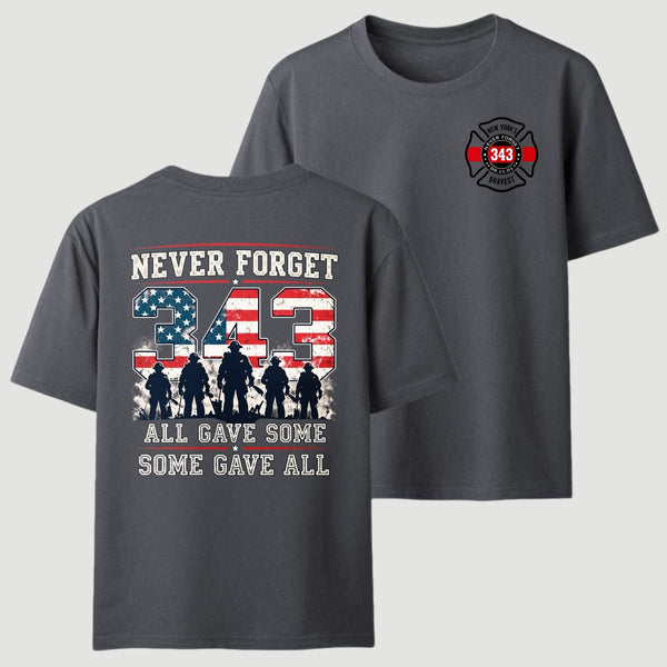 Never Forget 343 Firefighter 25th Anniversary Gift For Heroes T-Shirt